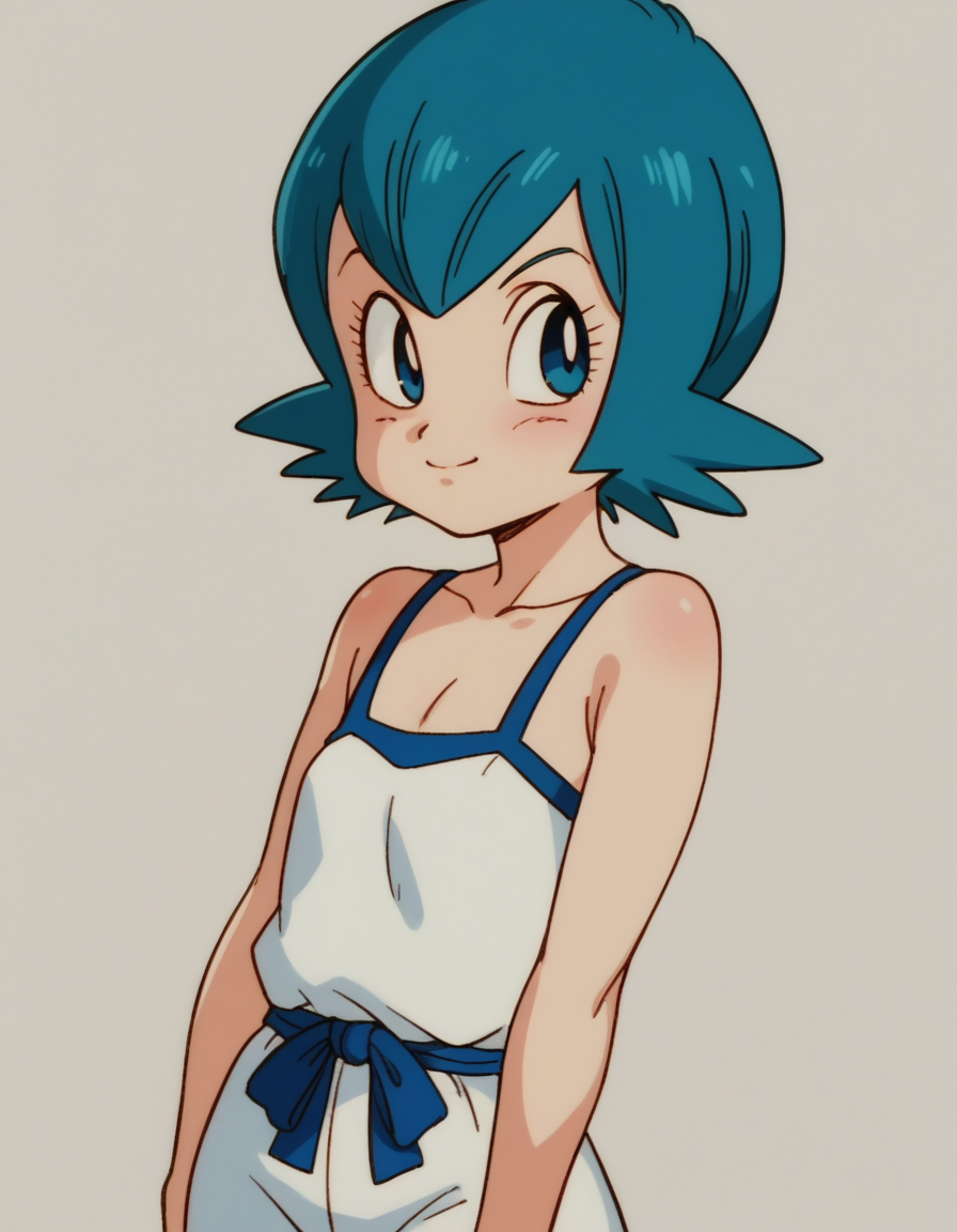 zPDXL, score_9, score_8_up, score_7_up, source_anime, BREAK
<lora:EarlyAkira-20:0.9> drgbls1, 1girl, solo, Pokemon, Lana, little girl, child, flat chest, blue hair, short hair, v_over_eye