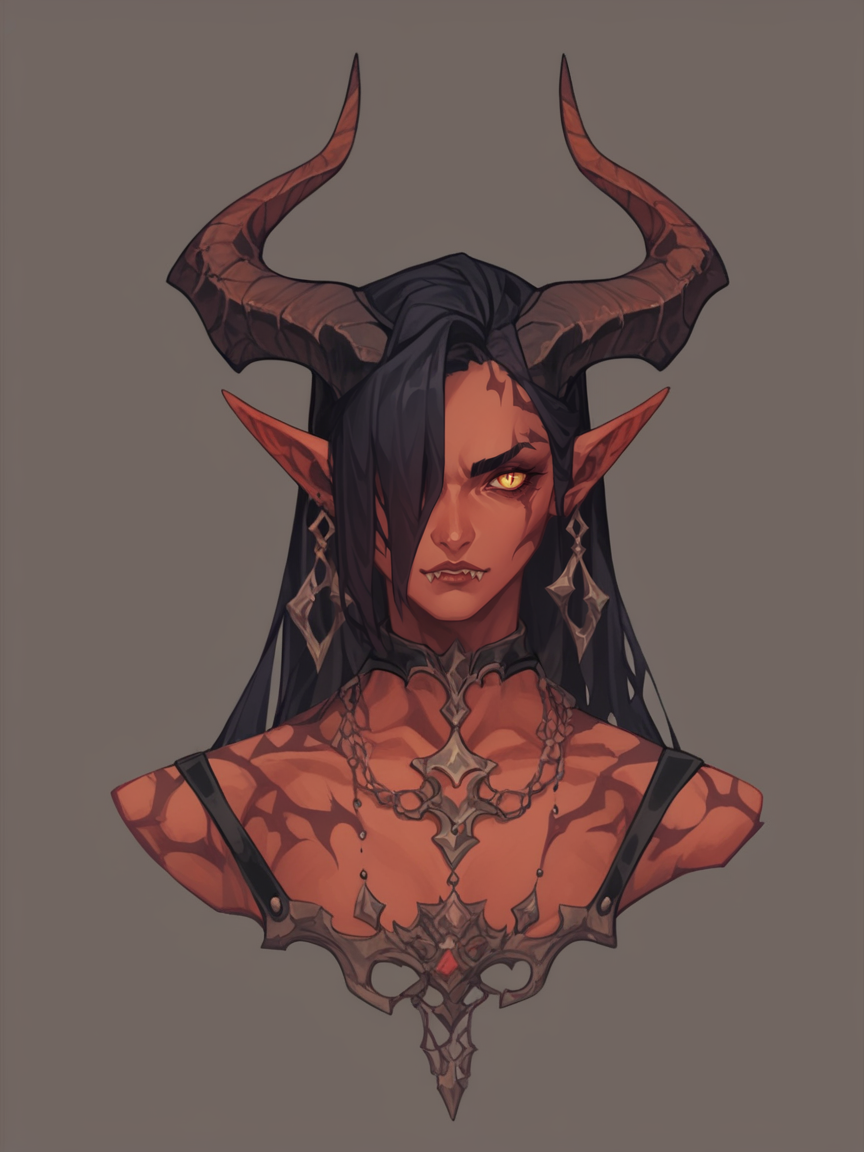 score_9, score_8_up, score_7_up, score_6_up, score_5_up, score_4_up,   <lora:11ng3z0XLP:1> 11ng3z0, 1girl, simple background, demon horns