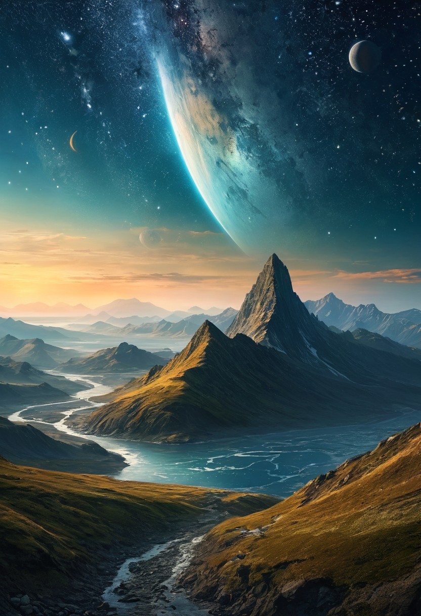 best quality, high quality, masterpiece, perfect composition, intricate details BREAK The expanse of hills which rolled away like swells on a sea, illuminated by a thousand stars. , 
sci-fi, fantasy