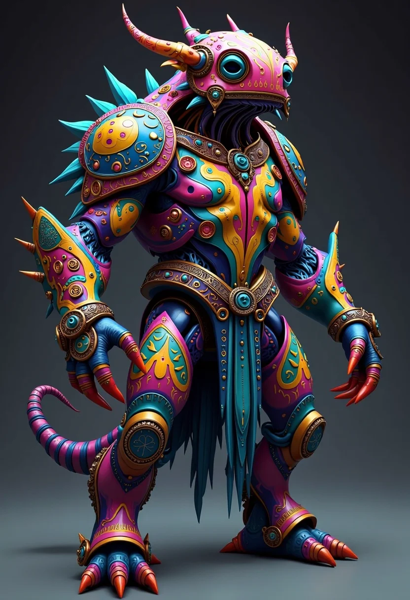 A yfg-bgy, its body adorned with vibrant colors and patterns, attracts potential mates.