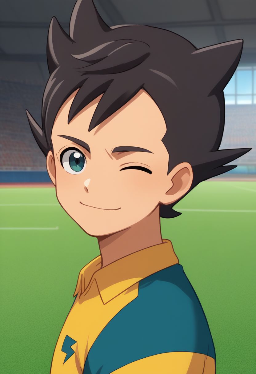 score_9, score_8_up, source_anime, highly detailed, 1boy, solo, male_focus
asuto, solo, 1boy, soccer uniform, male focus, one eye closed, upper body, sportswear, black hair, smile, looking at viewer, orion soccer uniform,