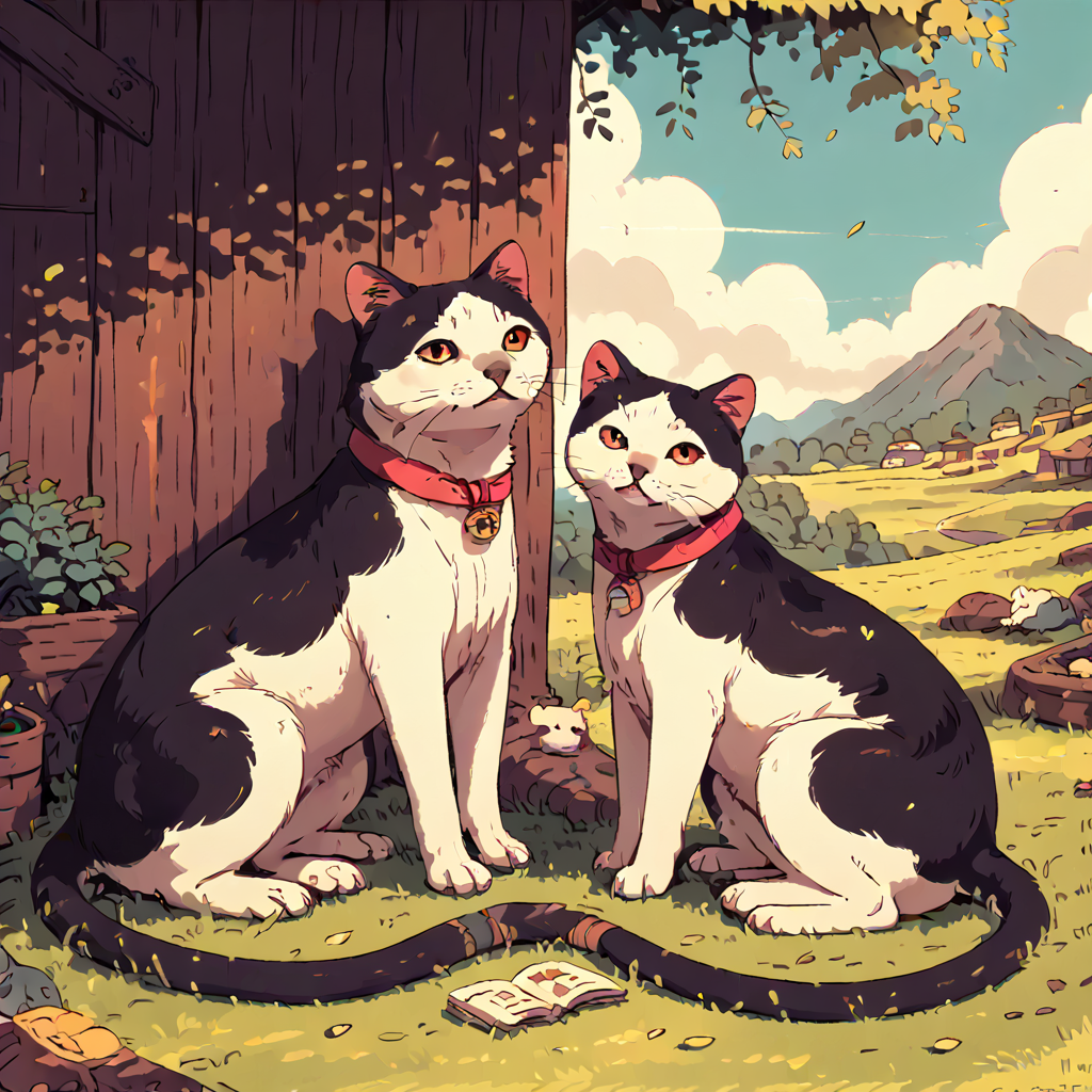 score 9, score 8 up, score 7 up, TarotArtStyleCats, detailed, outdoors, animal focus, no humans, <lora:ArtStyleCats:1>