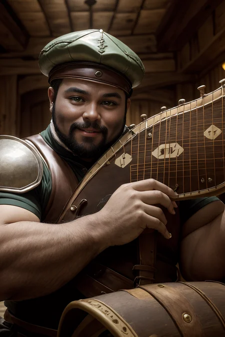 JosephOnweghi, a (bard:1.3) playing a (lute:1.1) in a fantasy tavern, green flat cap, (leather armor:1.2), (smirk:1.2), dark skin
<lora:JosephOnweghiLora:1>  <lora:weight_slider_v2:0.8>