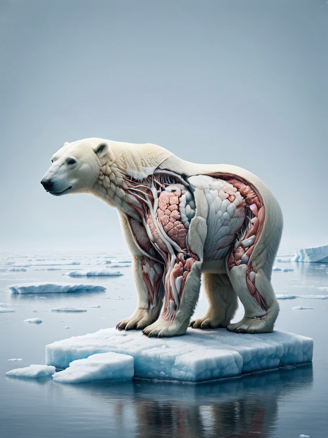 ais-xsection polar bear, standing on an ice floe in the Arctic Circle <lora:Cross_Section_Style_SDXL:1>