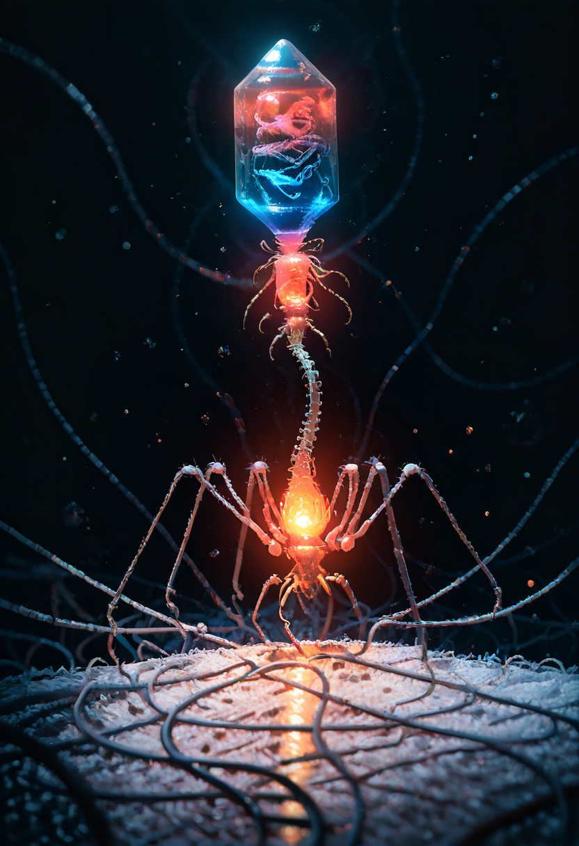 masterpiece, best quality, no humans,   B4cterio, depth of field, glowing, fire, black background, scenery, light particles, cable,  ,<lora:BacteriophageIXL_v1:1.0>,