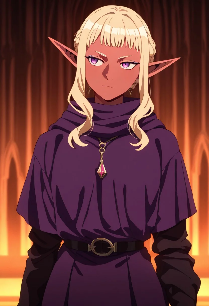 masterpiece, best quality, newest, absurdres, highres,
DMStyle-DmpackV1.0, official style,
DMPACK-1-Thistle, dark skin, tanned, tanned skin, blonde, blonde hair, elf, pointy ears,