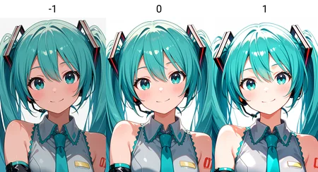 masterpiece, best quality, absurdres, safe
1girl, hatsune miku, looking at viewer, smile, simple background, portrait
<lora:il_brightness_slider_d1:-1>
