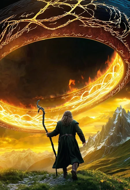 Completely The world of the Lord of the Rings, pure black, detailed, but the Lord of the Rings of life are rising, FastNegativeV2, ral-dissolve,  amazing quality, masterpiece, best quality, hyper detailed, ultra detailed, UHD, perfect anatomy,
