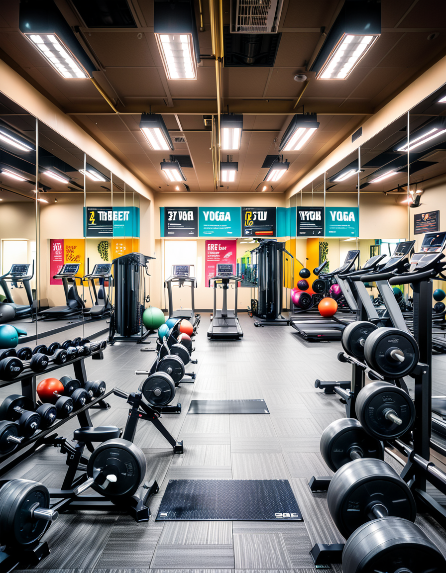 A realistic photograph of a modern gym interior,Gymn4s3, featuring a spacious, clean, and well-lit environment. The gym is equipped with a variety of high-quality fitness machines, including treadmills, stationary bikes, and weightlifting equipment. Along one side of the room, there are racks of free weights neatly organized by size, and a set of colorful kettlebells and medicine balls on display.
The floor is covered with black rubber mats for safety, and mirrors line the walls, creating a sense of openness and allowing people to monitor their form. In the background, a designated area with yoga mats and resistance bands is visible, separated slightly for group activities. Bright LED ceiling lights provide even illumination, and large windows let in natural sunlight, with views of a cityscape or a green park outside.
A few water dispensers, potted plants, and motivational posters with fitness quotes are scattered throughout, adding a welcoming and energetic atmosphere. The overall vibe is modern, clean, and vibrant, inspiring energy and focus for exercise.<lora:SDXLFaeTastic2400:0.4> <lora:extremely_detailed:0.4> extremely detailed, <lora:Gymn4s3:1>, Masterpiece,best quality,hi res,8k,hi res,8k,award winning,(sharp focus, intricate, highly detailed),