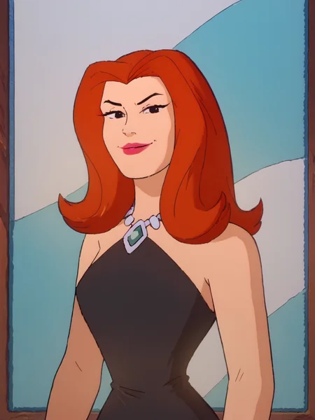 easynegative, zPDXL ,1girl, solo, cowboy shot, looking at the viewer, flirty, smug
<lora:Sheera_Mightor_Pony:1> sheera, red hair, long hair, lipstick, makeup, black eyes, dress, necklace
<lora:Artist_Style_-_Melkor_Mancin_Romulo_Mancin_Style_PDXL:.55> <lora:Scooby-Doo_1999_style:.65> <lora:PerfectEyesXL:1> perfecteyesâââ