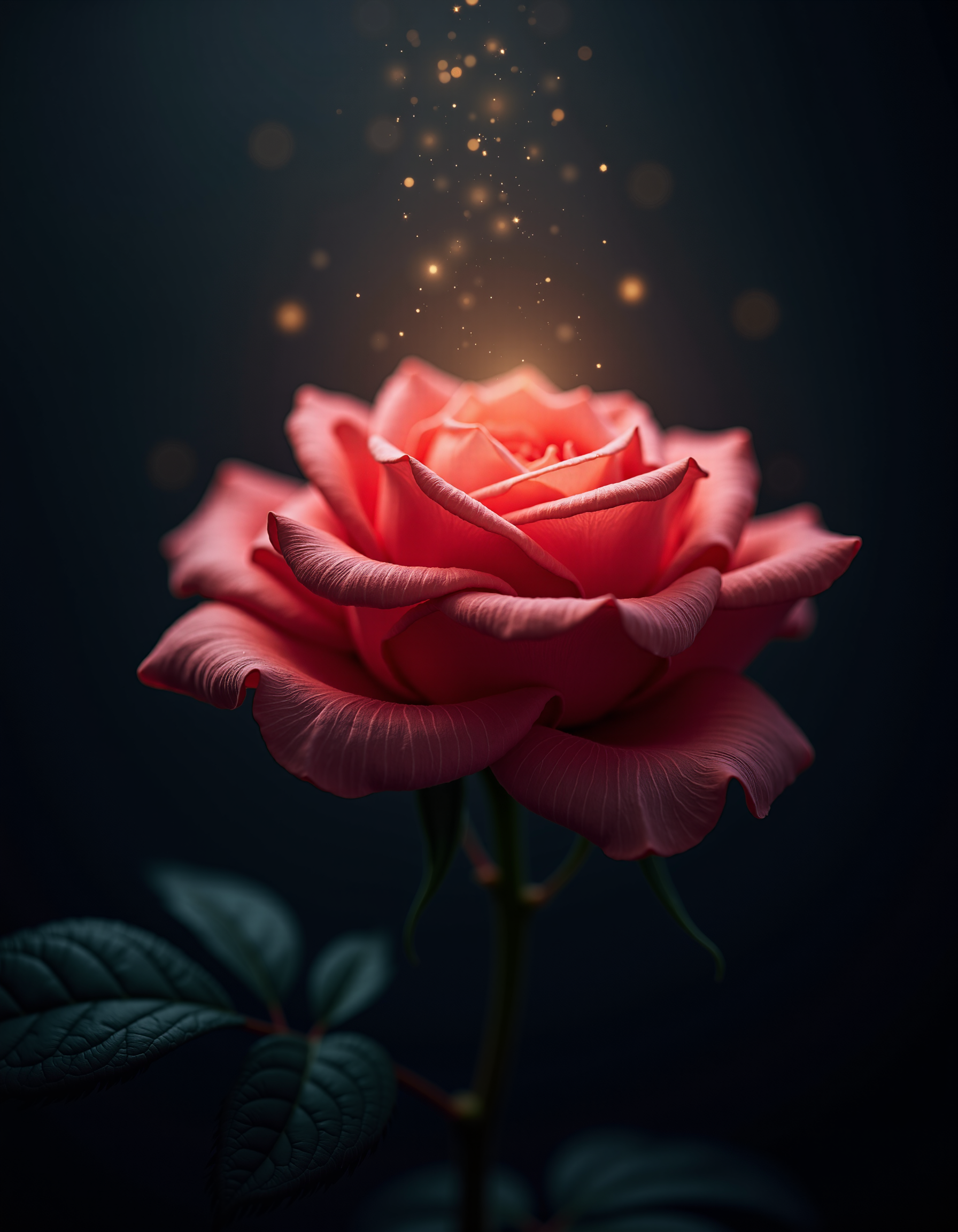 Macro Photography,photorealistic, a rose, shining starlight, Simple background, Dark background, Extreme Detail, UHD,8K, Studio Lighting, Professional Photography, fine art,