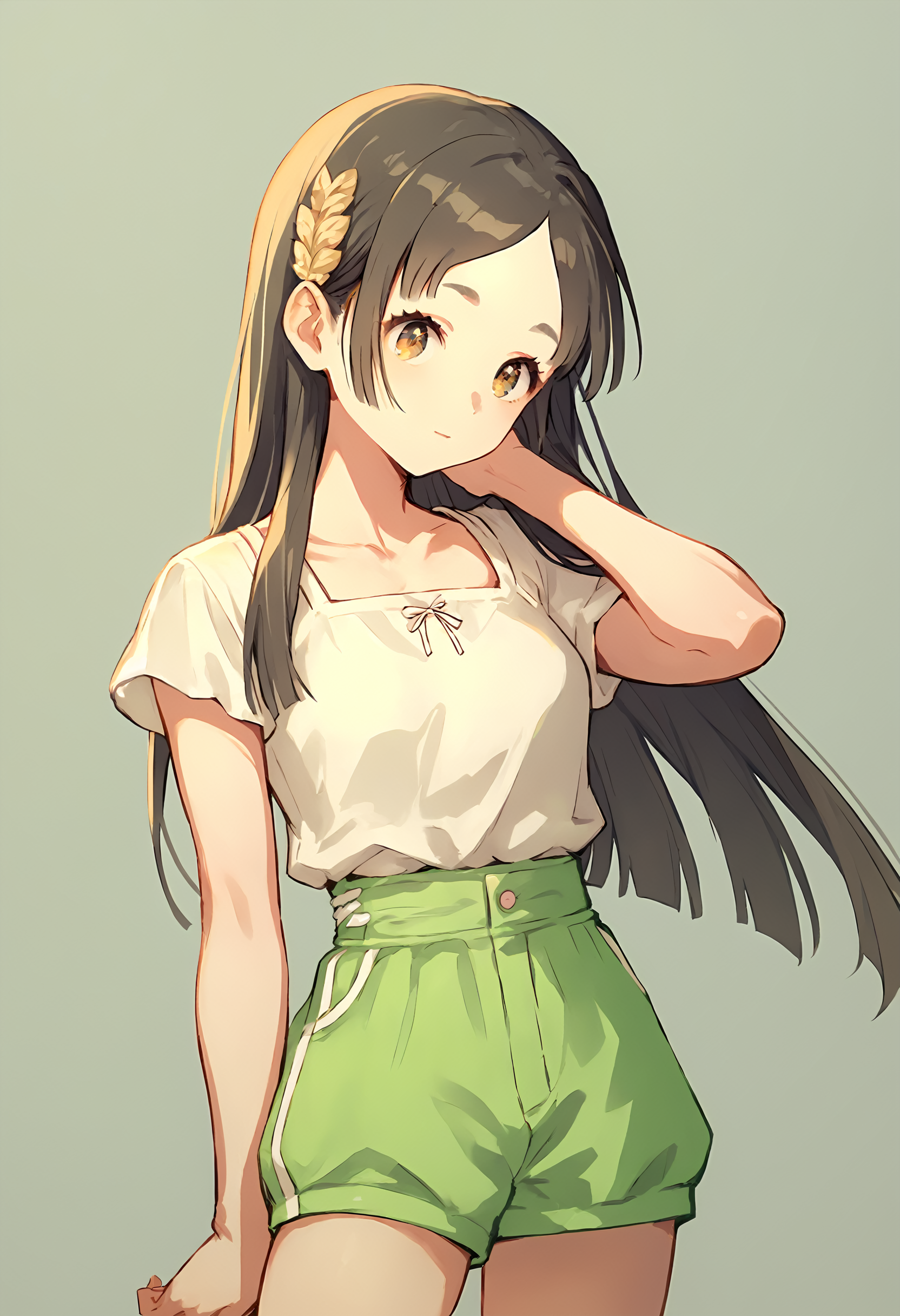 (score_9, score_8_up, score_7_up), 1girl, kuramoto china \(gym\), cowboy shot, simple background, <lora:gakuen-imPO-v2e-000008:0.9>
