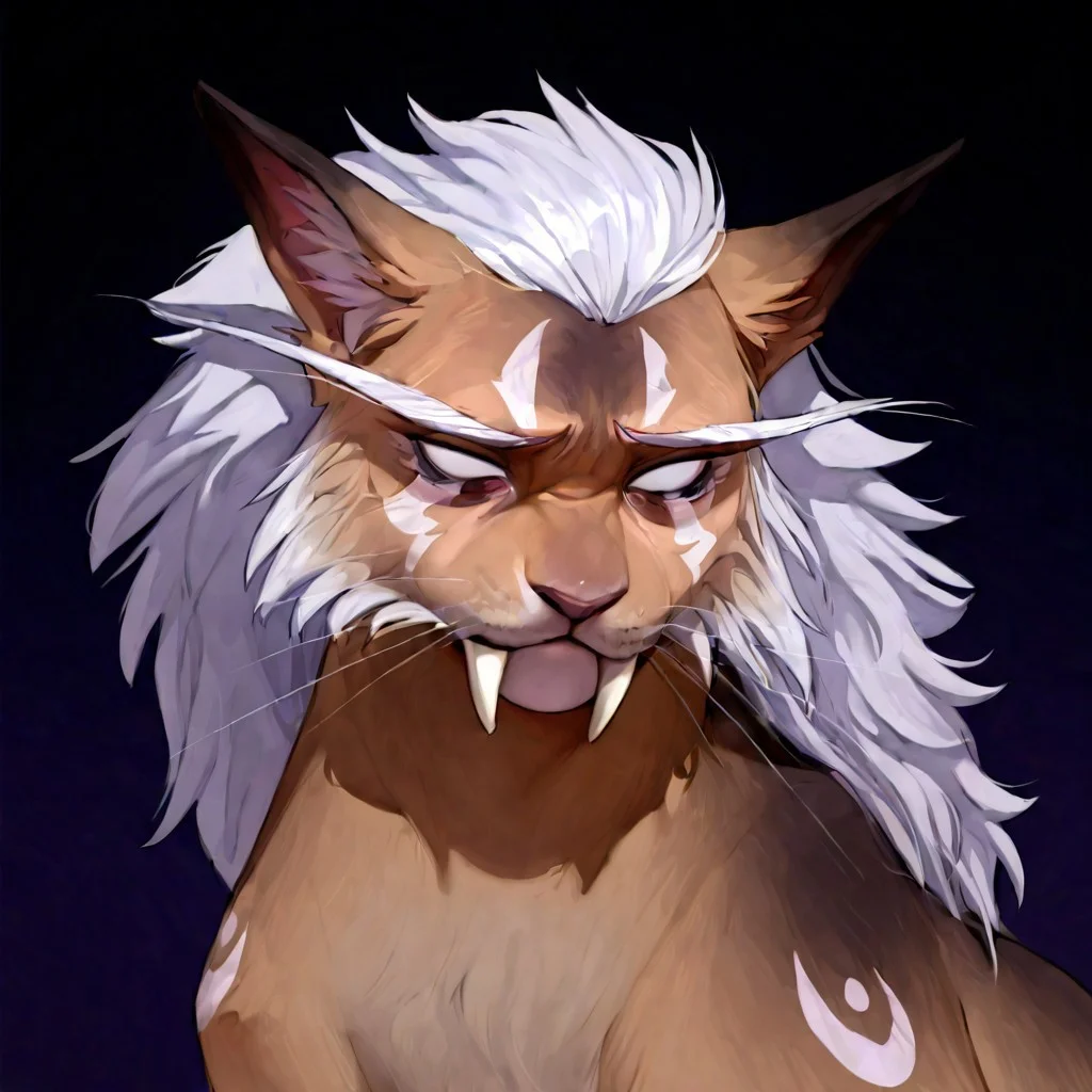<lora:WoW_NEDruidCat_a1_1_NoobXL-eps>masterpiece,semi-realistic forms of felines,best quality,amazing quality,high quality,very aesthetic,absurdres,newest,shaded,digital media \artwork\,depth of field,wownedrucat,solo,feral,detailed cat,white blank eyes,white sclera,full size portrait,white eye markings,shoulder markings,closed mouth,sabertooth,side view,pose,ash black with ash brown color gradient fur,white hair with light pink color gradient,sitting,sad eyes, ears pressed back in fear, head looking at the viewer,eyes looking to the side,long realistic ears, ultra detailed realistic feline face, elegant white whiskers,  silver neclace with metallic buckle, fluffy hair that lays only on the back and forehead,darken ash color ears