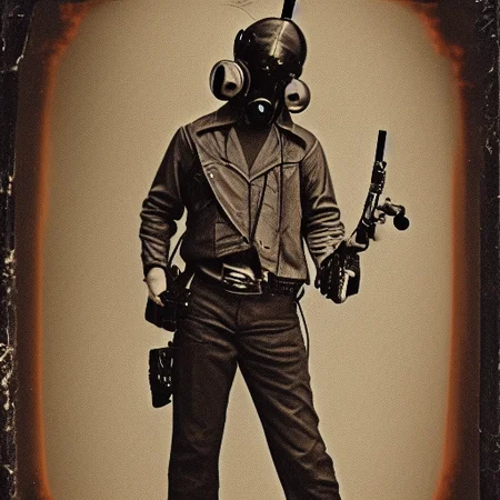 antennae, smoke, gun, torn pants, tongue out, handgun, closed mouth