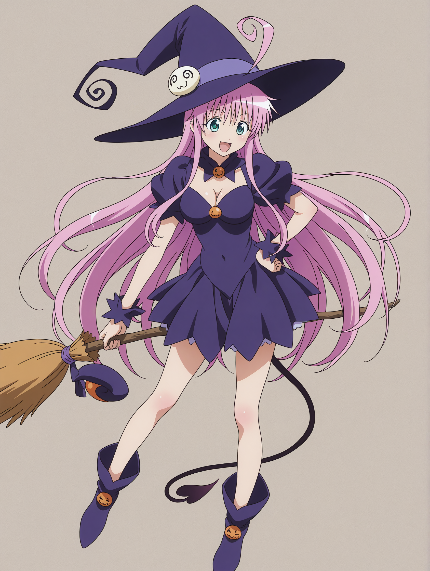 <lora:lala:1>,lala,tail,full body,witch,