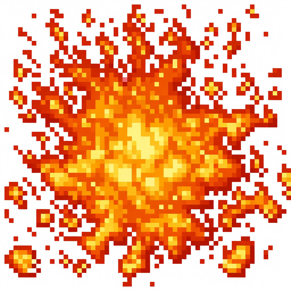 pixel, simple background, white background
(fireball, fire , particles:1.2)