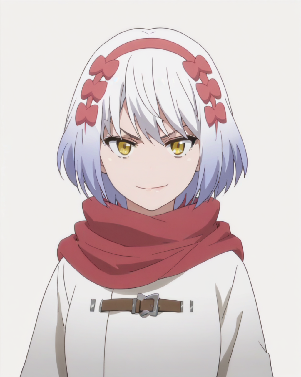 score_9, score_8_up, score_7_up, best quality, masterpiece, anime, anime screencap, anime coloring, looking at viewer, 1girl, solo, upper body, (simple background, solid white background:1.3), <lora:paula-nisekoi:0.8>, paula mccoy, red scarf, headband, coat, smirk