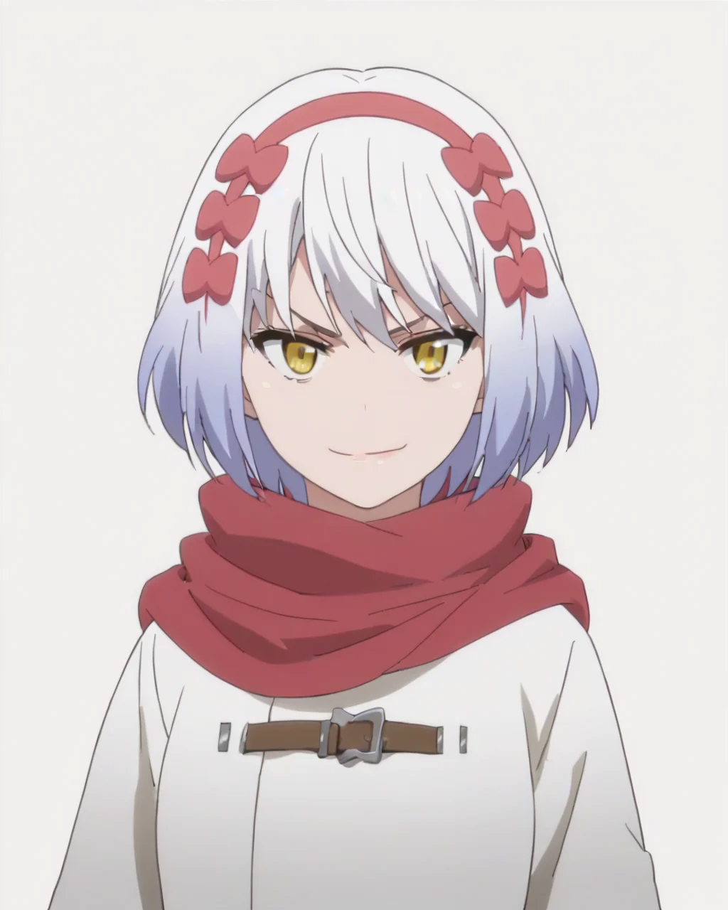 score_9, score_8_up, score_7_up, best quality, masterpiece, anime, anime screencap, anime coloring, looking at viewer, 1girl, solo, upper body, (simple background, solid white background:1.3), <lora:paula-nisekoi:0.8>, paula mccoy, red scarf, headband, coat, smirk