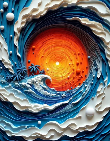 Paper quilling, layered paper scenery of inside the eye of a hurricane. <lora:Paper_Quilling_And_Layered_Paper_Style:1>