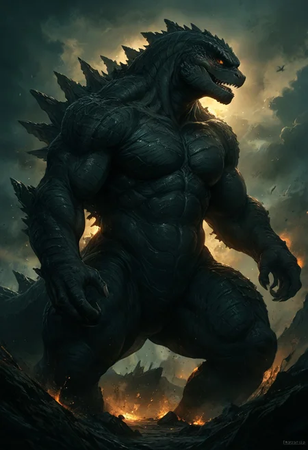 score_9, score_8_up, score_7_up, cinematic giant Godzilla