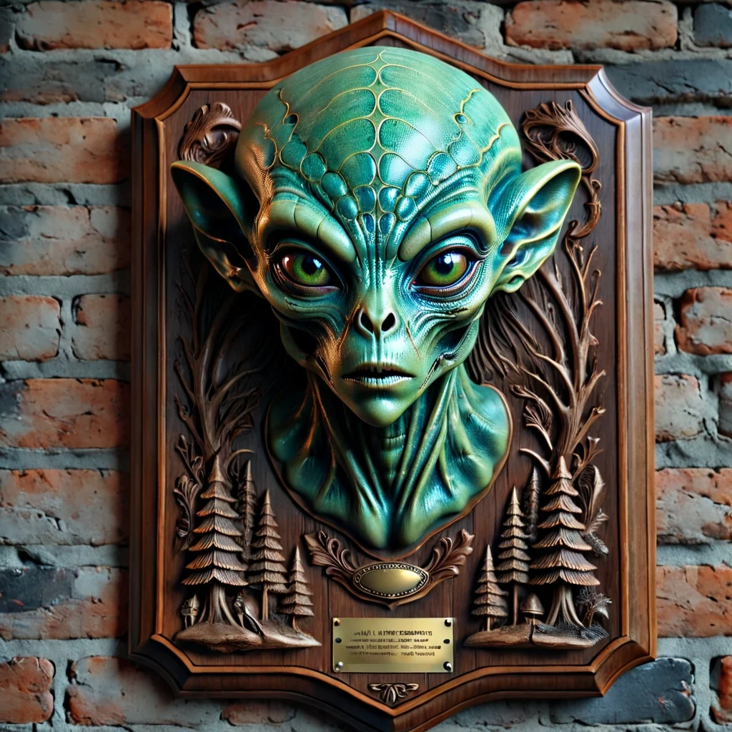pamtrophy alien head,brick wall background,realistic,highly detailed,lifelike,studio photo,dynamic,cinematic,masterpiece,intricate,hdr,abstract,ultrarealistic, full depth of field and realistic textures,highly detailed,masterpiece,high quality, 8K Ultra HD