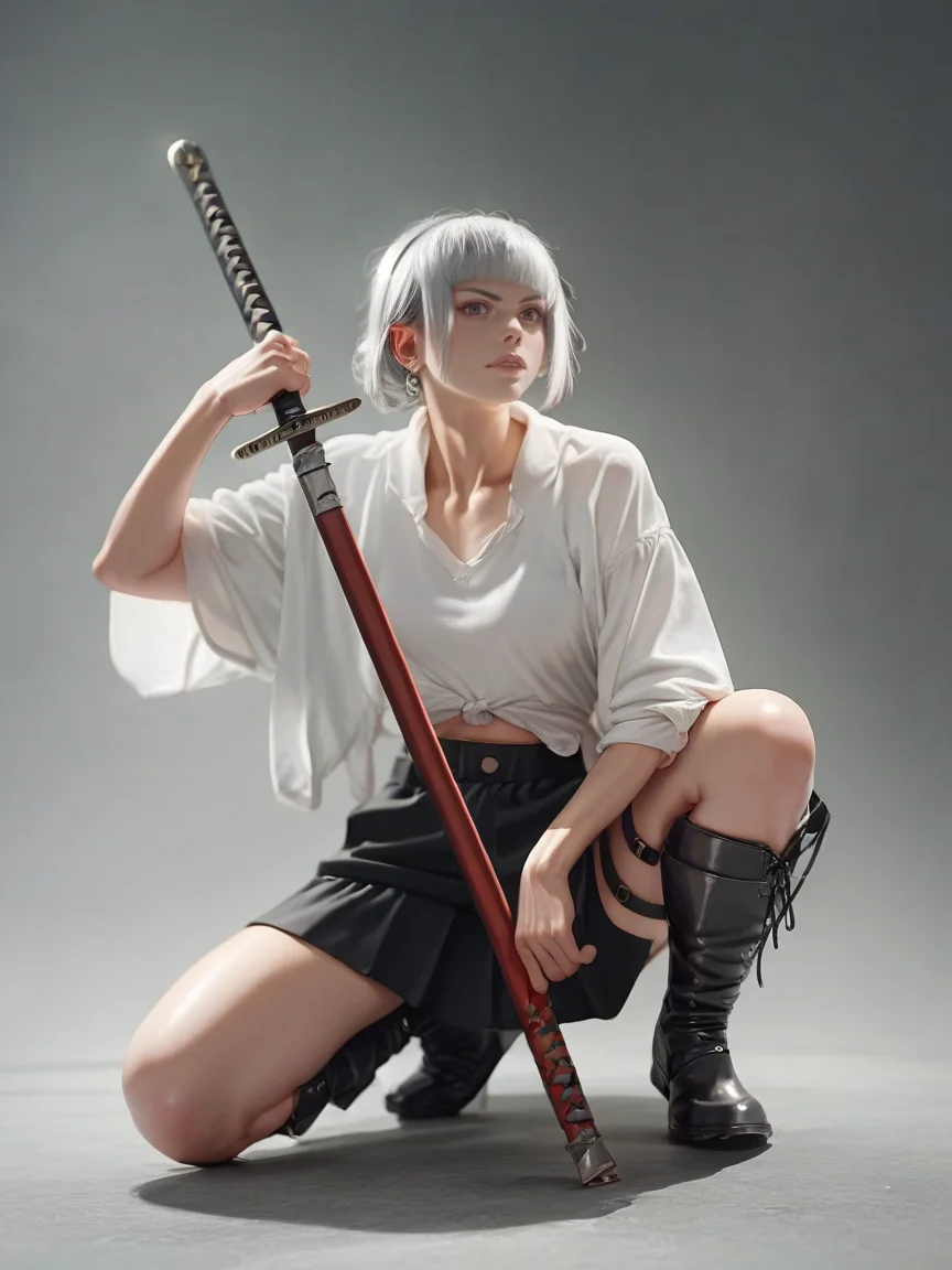 score_9, score_8_up, score_7_up, score_6_up, score_5_up, <lora:n1nj4squatXLP:1> n1nj4 squat, weapon, sword, solo, 1girl