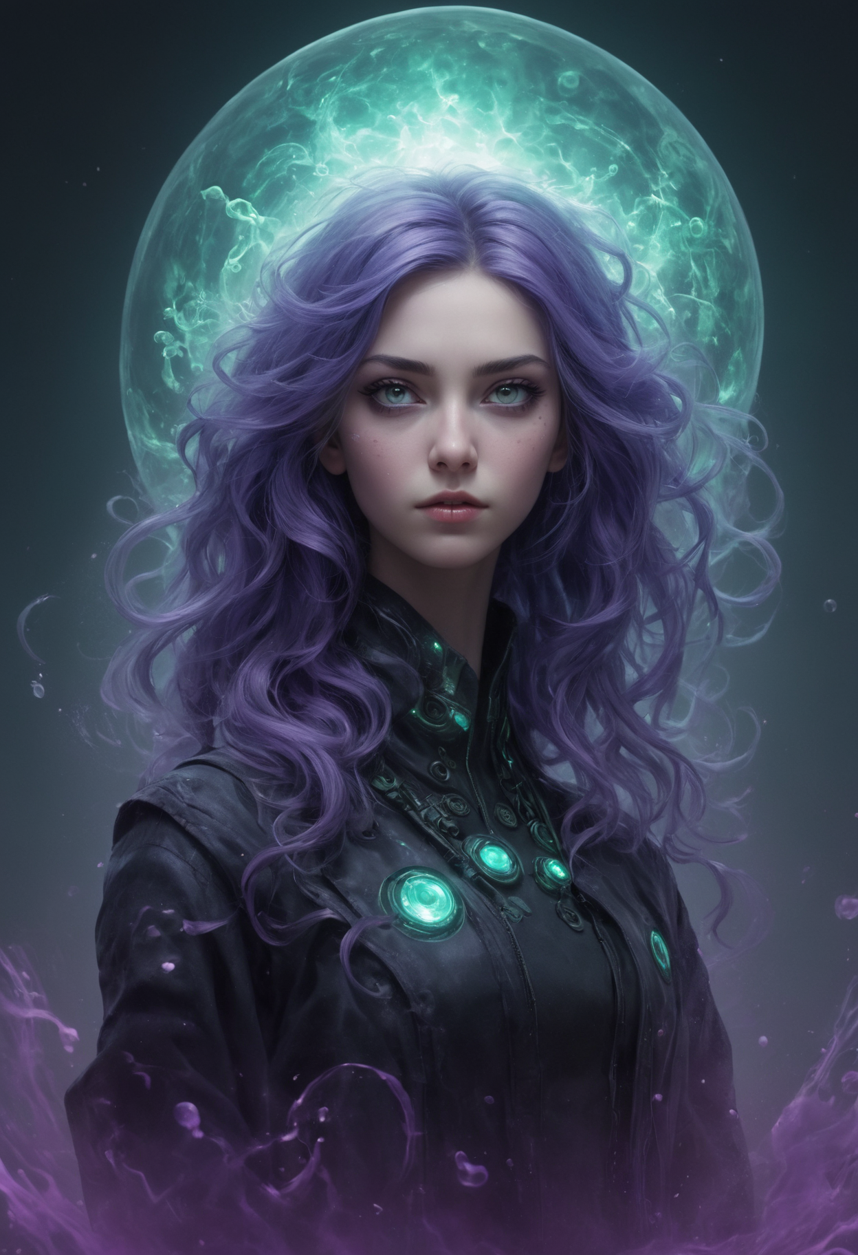 medium shot, DonMM1y4XL 20yo woman, male nanomancer, control over quantum particles and reality, robotpunk  toxic magic swirling, noxious cloud of deep purples and sickly greens,  exuding a haze, corrupt the air, bubbles of dangerous-looking liquids form and burst, acrid scent, lethal nature, village, waterfall,  <lora:DonMM1y4XL-v2rb>,