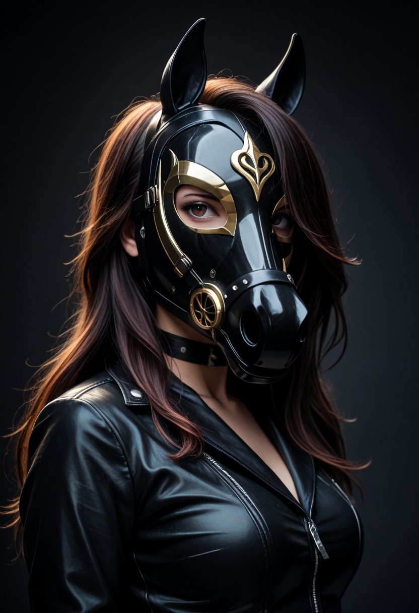 score_9, score_8_up, score_7_up, rating_safe, concept art, realistic, Fixhand.
1girl, solo,
HorseMask, Horse Mask, leather mask.