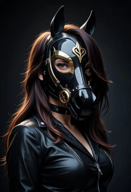score_9, score_8_up, score_7_up, rating_safe, concept art, realistic, Fixhand.
1girl, solo,
HorseMask, Horse Mask, leather mask.