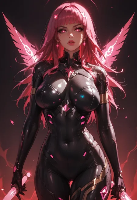 zPDXL3, hyper-realistic, 8K resolutio, cinematic lighting, professional photography, ray tracing, volumetric lighting, photorealism, post-processing techniques, depth of field, ambient occlusion BREAK
fierce female cyber-warrior, translucent, self-illuminating, nano-cubes, brilliant azure-white light, fierce eyes, cybernetic enhanced eyes, high cheekbones, impossible bodysuit, intricate panels, holographic displays, pulsing energy conduits, holding plasma-edged cyber-sword. dark background, rim lighting, atmospheric depth, Final Fantasy artistic style, particle effects, energy wisps, fighting stance, dramatic angle
<lora:princess_xl_v1:1> <lora:Expressive_H:0.65> <lora:g0th1cPXL:0.45> <lora:MonoriRogue_Style:0.5> <lora:AIγ€γ©γΉγγγγγ:0.2>βββ