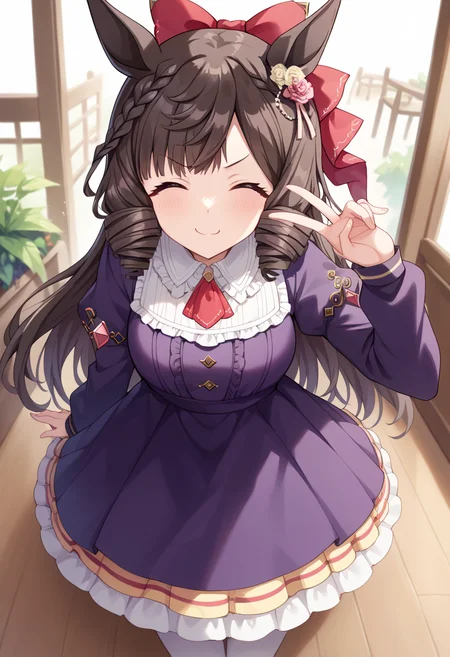 score_9, score_8_up, score_7_up, best quality, masterpiece, source_anime, zPDXL3, BREAK, <lora:daiichi_ruby_umamusume:1> ,daiichi_ruby_(umamusume), daiichi_ruby_(casual)_(umamusume), from above, Posing as if caught mid-sneeze, doyagao, proud, happy, smug, ^ ^, v-shaped eyebrows, = =, closed eyes,, at a cafe,,