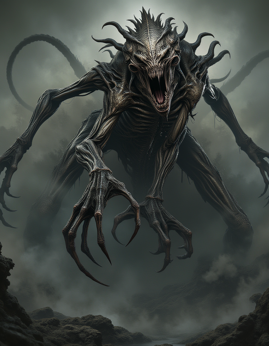 <lora:monster_flux:1>,full body photography of horrifying monster,