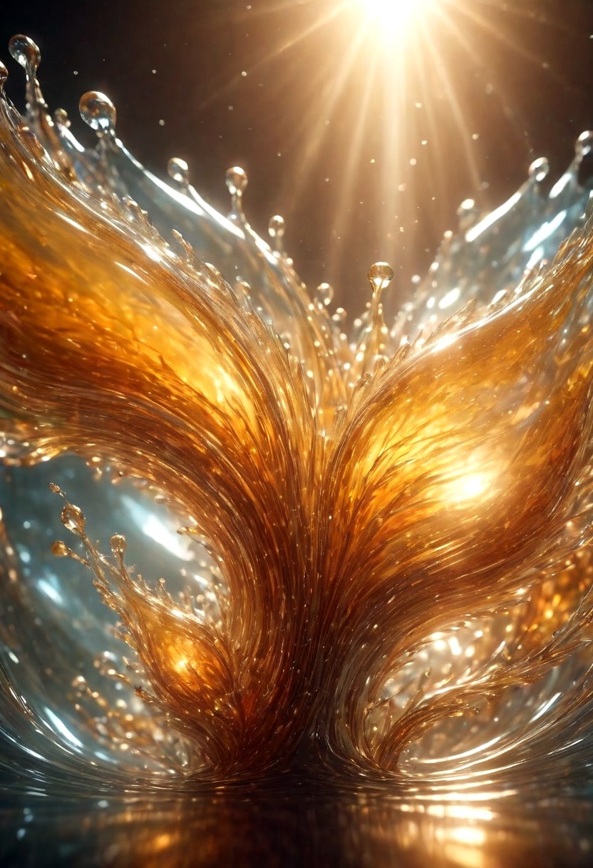 An abstract shape, amazingly fluid, made of glass, detailed, 3d fractals, light particles, water drops, shimmering light, surreal, ink, smooth, shimmering, glow, cinematice contrast, Glow, backlight 
16k
