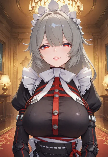 safe_pos, safe_pos, safe_pos, safe_pos, safe_pos, (score_9, score_8_up, score_7_up, score_6_up,) masterpiece, high quality, (best quality:1.1), sharp details, vivid color,
,young lady, 4k, hourglass figure, perfect lips, perfect breasts, <lora:Rina_Alexandrina_Sebastiane_-_Zenless_Zone_Zero_ZZZ__Illustrious:1>
1girl, Alexandrina Sebastiane, solo, grey hair, long hair, multi-colored eyes, red eyes, hair ornaments, breasts,
maid outfit, open dress side, long sleeves, gloves,  
floating, looking at viewer, closeup, super closeup, parted lips, lewd smile, peace sign with hands, wink,
mansion, luxury room, luxury sofa, marble wall, detailed background,