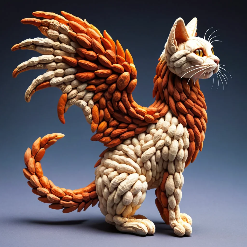 pnts<lora:pnts:1>medium roaming sinuous whimsical feline life form, hoofed, bifurcated-tailed, short-tailed, shaggy fur, slit ears, phoenix wings,