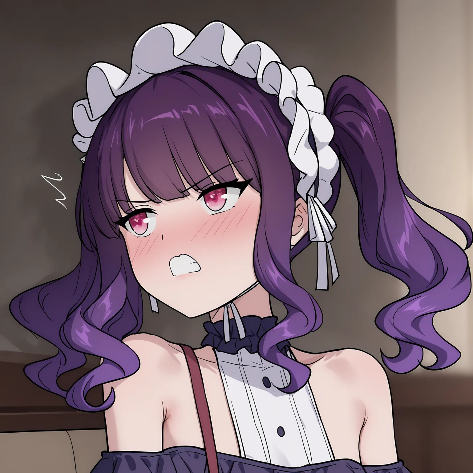 masterpiece,best quality,newest,absurdres,highres,<lora:noobai_ep11_stabilizer_v0.138_fp16:1>,1girl,<lora:Yu_Shiran:1>,Yu_Shiran,petite,purple hair,1girl,Tsundere,