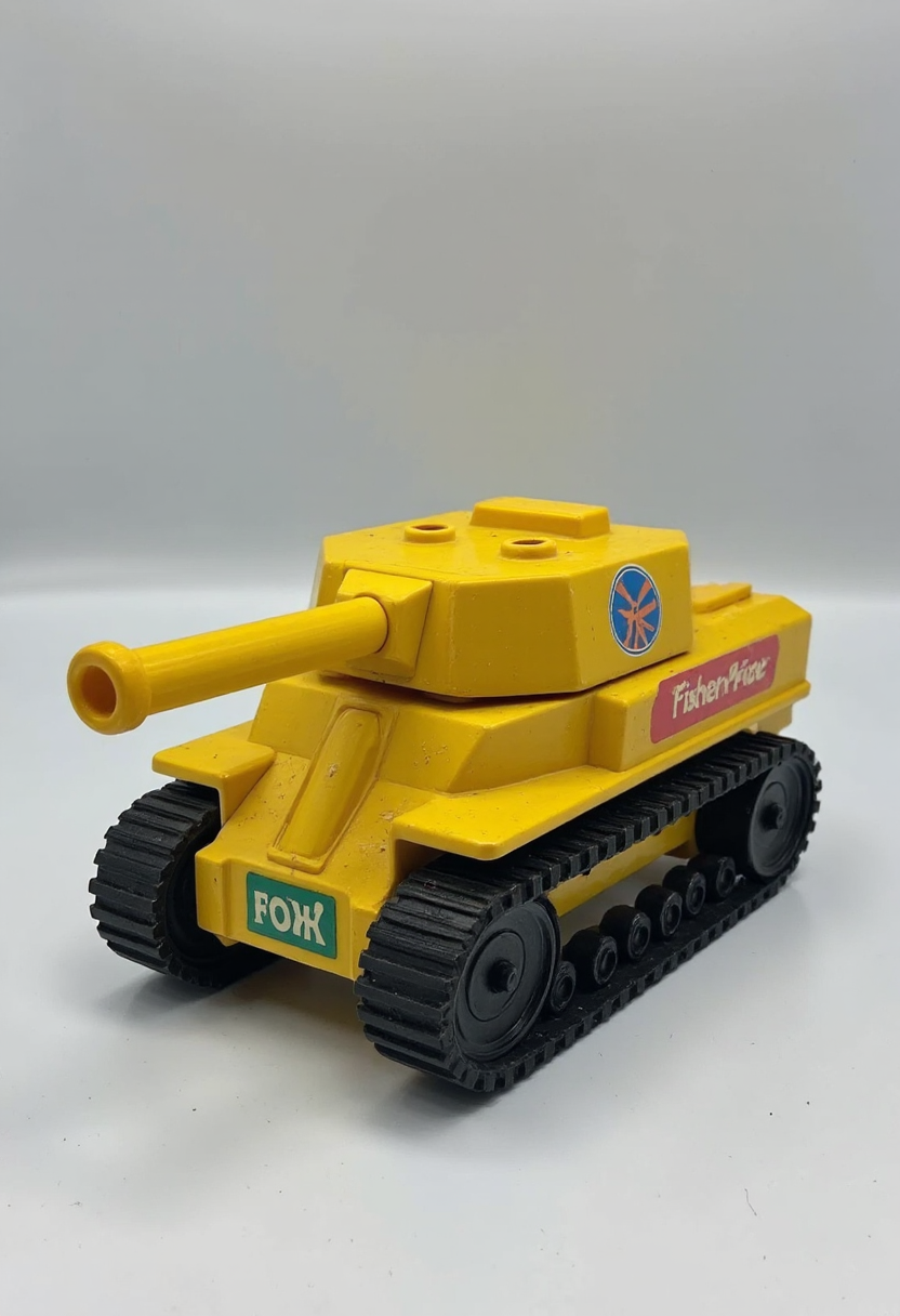 80s fisher price version of a ww2 panzer tank, FP80S style, fisher price 80s style
