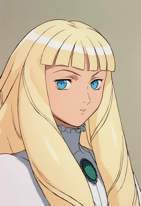 <lora:KihelTurnAPony1.0:1>kihel, 1girl, solo, blonde hair, long hair, drill hair, blue eyes, bangs, dress, upper body, looking at viewer,simple background,, score_9, score_8_up, score_7_up, score_6_up, score_5_up, score_4_up, looking at viewer, hand on own hip, cowboy shot,