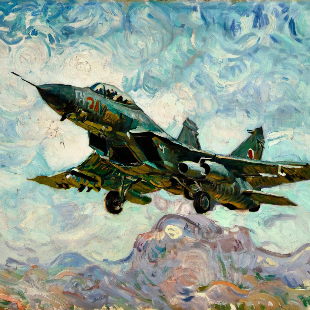 vg, painting, fighter jet  <lora:vincent_van_gogh_xl:1>