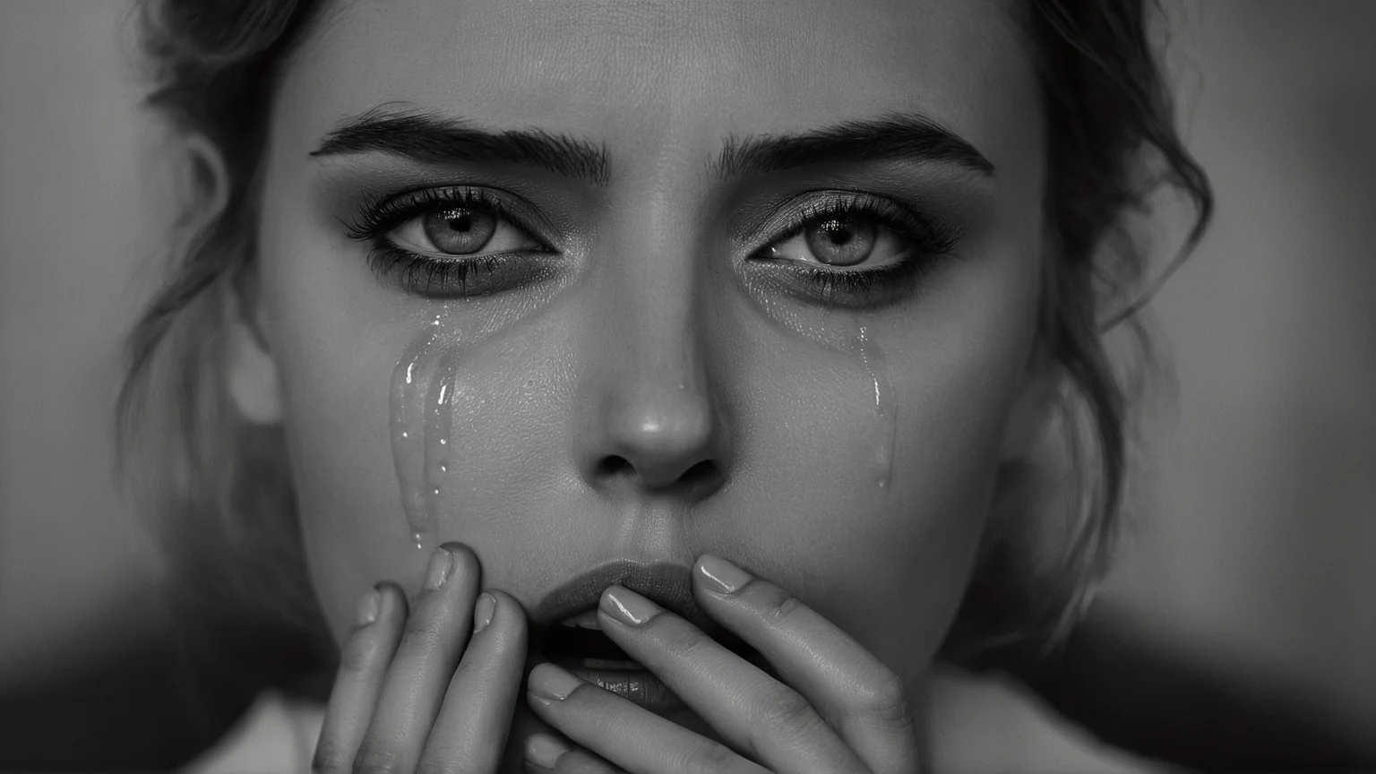 cinematic film still of <lora:crying style:0.8>
<lora:detailed:0.5>
<lora:perfection style:0.5>
a woman with tears on her face is crying.,1girl,solo,looking at viewer,monochrome,greyscale,teeth,tears,lips,eyelashes,crying,portrait,close-up,realistic,eye focus , crying, sad, teary face, tears, crying style, shallow depth of field, vignette, highly detailed, high budget, bokeh, cinemascope, moody, epic, gorgeous, film grain, grainy