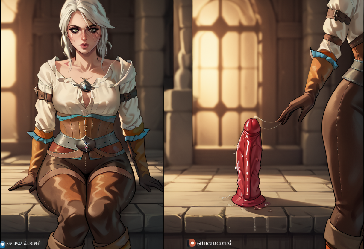 score_9, score_7_up,  dildo reveal, 1girl, multiple views,  dildo, sitting,  standing,     <lora:Dildo reveal 2:1> ciri, the witcher,