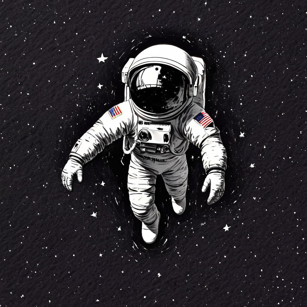 <lora:Ath_ink-painting_XL:1>,ink-painting,ink anf wash,painting \(medium\),traditionalmedia,watercolor\(medium\),<lora:H4LFT0N3_XL>,Halftone Color Process,a astronaut floating in universe,a space background with stars in the sky and a black and white background,offset printing technique,a pop art painting,pop art,, (masterpiece, best quality, high quality, highres, ultra-detailed),