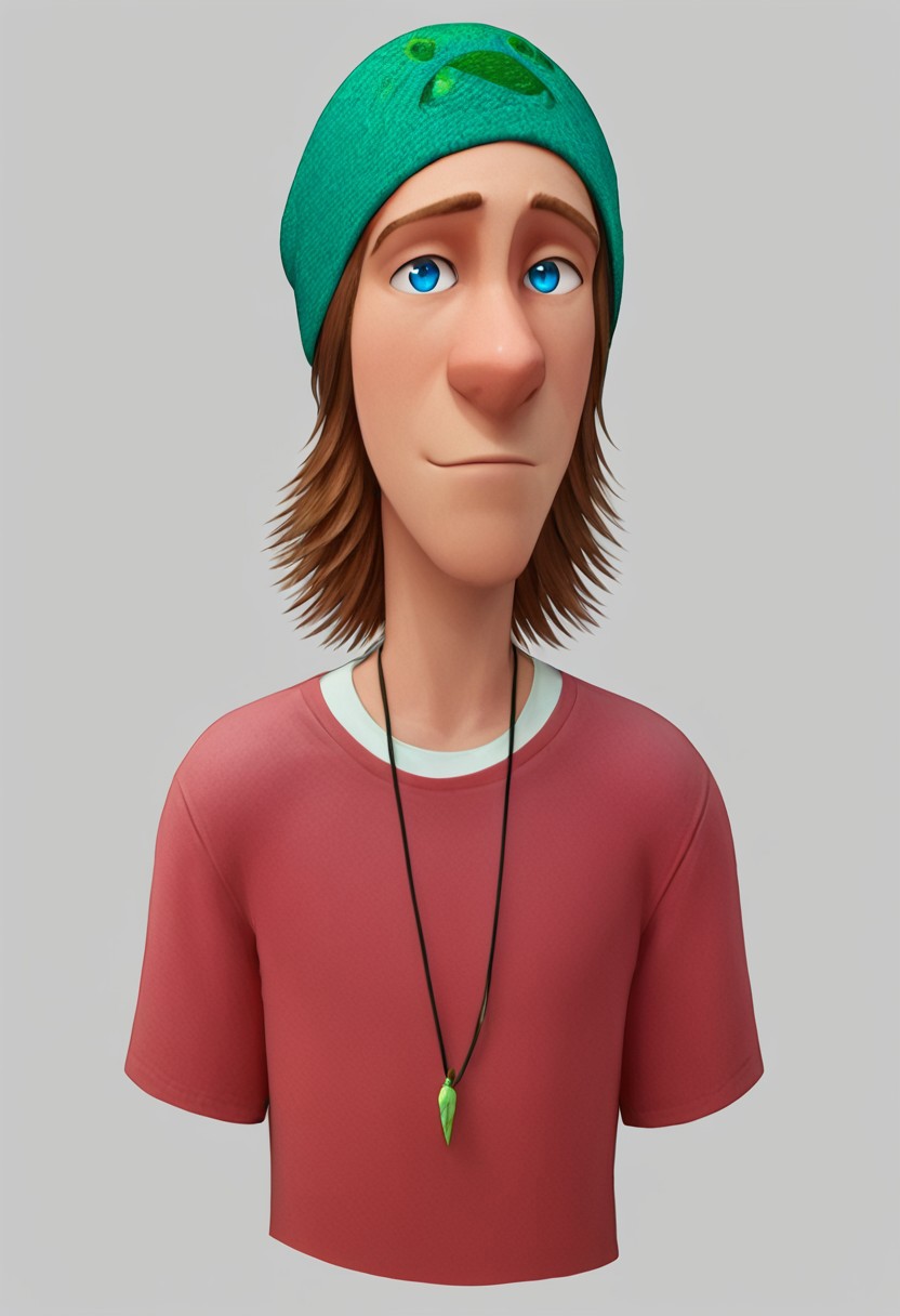 score_9, score_8_up, score_7_up, 8k, masterpiece, charturnerv2, sz4d3k, cell shaded, face focus, even skin tone, indirect lighting, detailed face, detailed eyes, detailed, male only, 1boy, solo, alone, Fred, green beanie, blue eyes, red shirt, short sleave shirt over long sleave shirt, jean shorts,
