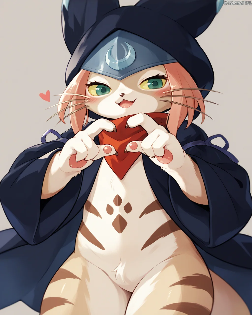 score_9, score_8_up, score_7_up, source_anime, solo, 1girl, furry, tsukino \(monster hunter stories\), , finger heart, <lora:last-000001:1>