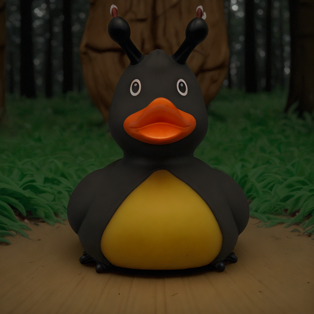(rubberduck:1.2), cockroach, forest, front cinematic lighting <lora:rubberduck-000019:1>