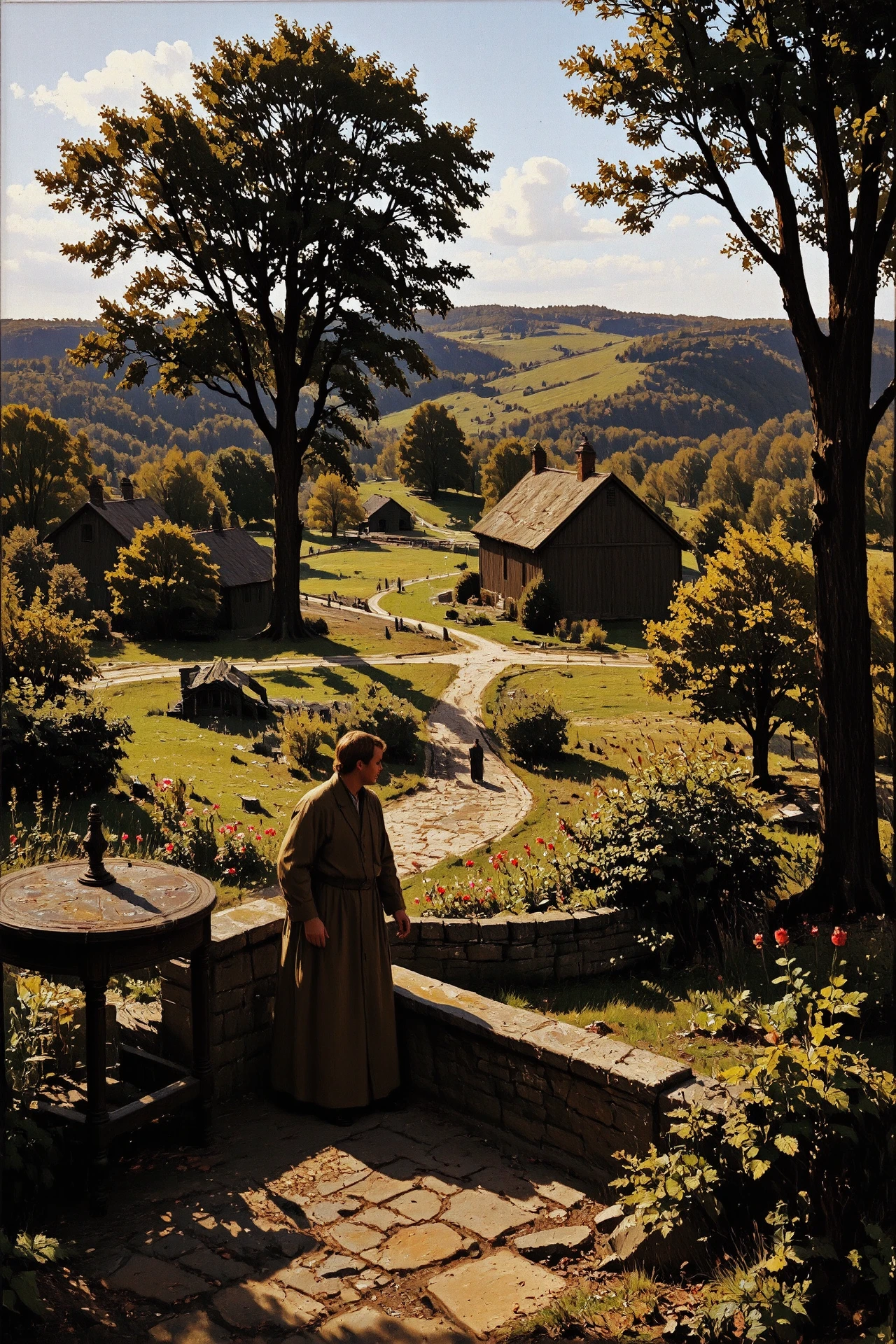 beautiful fantasy landscape, medieval peasant, multilayer paint splash style, <lora:Hand v2:1> <lora:Anti-Blur:1> <lora:Insane Detail Slider:0.5>   <lora:Flux.1_Turbo_Detailer:0.6>   <lora:flux-photo-transparent_Alpha_1.0:0.8> <lora:flux.1_lora_flyway_Epic-detail_v2:1>   <lora:Painterly01b_CE_FLUX_AIT:0.8> pntrlyCE_style