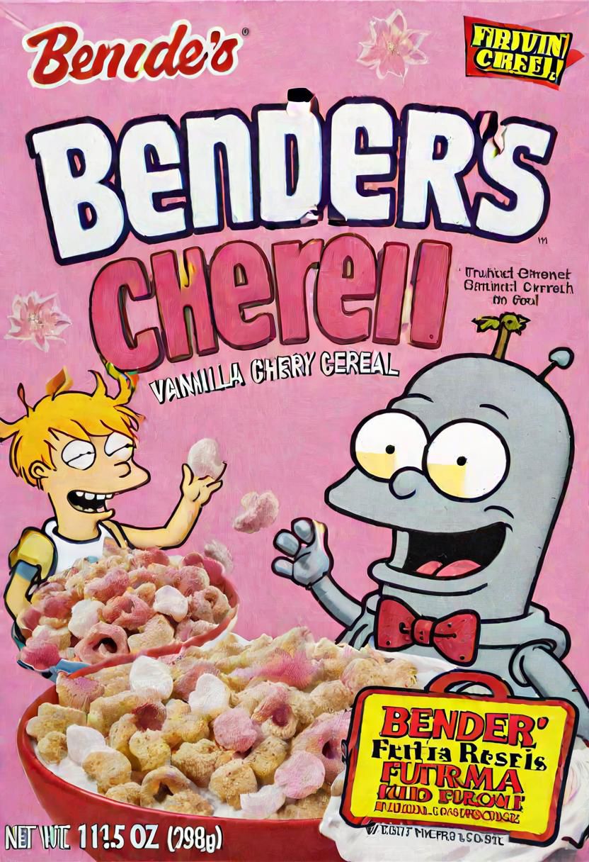 Bender's Vanilla Cherry Blossom Cereal, Futurama Cereal for Kid