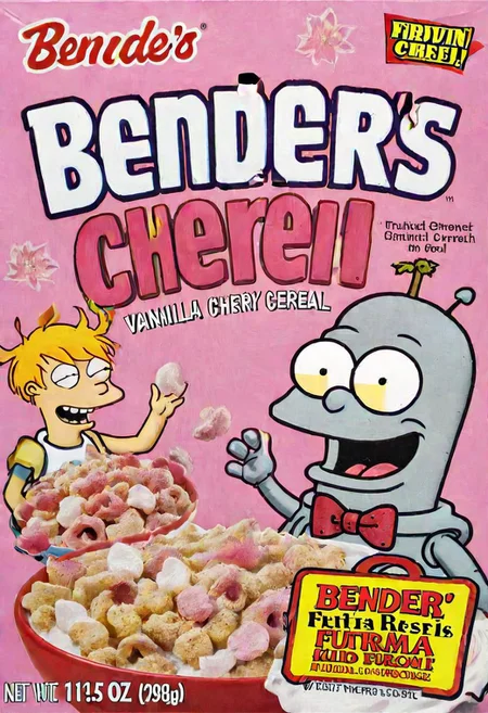 Bender's Vanilla Cherry Blossom Cereal, Futurama Cereal for Kid