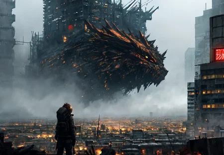 masterpiece, best quality, ultra-detailed, illustration, 1girl, solo, standing, digital art, corruption world, cyberpunk, apocalyptic world, ruined cityscape, smoldering wreckage, toxic clouds, destroyed skyscrapers, neon lights flickering amidst the chaos, surviving protagonist, scavenging for resources, protective gear, gas mask, determined expression, standing atop a pile of rubble, overlooking the devastated city, mutated creatures lurking in the background,
looking at viewer, highres, superb, 8k wallpaper, extremely detailed, intricate, unreal engine 5, volumetric lighting, realistic, realistic lighting, cinematic, 4k, cinematic lighting, 8k, depth of field, 3d, perfect, award-winning, hyper-detailed, photorealistic, ultra realistic, realistic light, hard lighting, intricate details, stop motion, hyperfocus, tonemapping, sharp focus, hyper detailed, detailed eyes, eyes focus, (illustration:1.1), highres, (extremely detailed CG unity 8k wallpaper:1.1), (beautiful face:1.15), (midshot)
(nixeu_soft:0.7), (nixeu_white:0.7), (bo chen lighting), wlop styles, realistic background