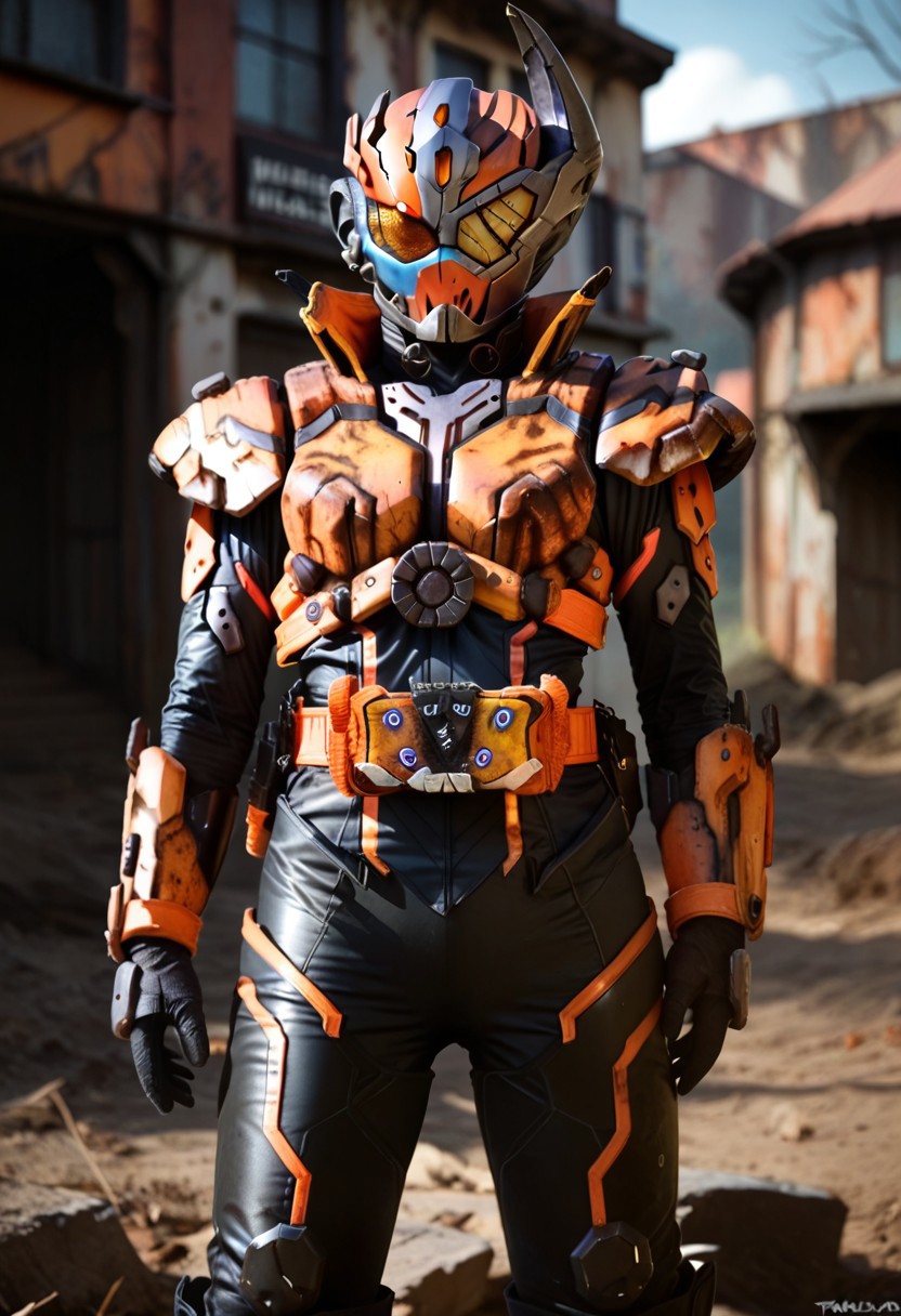 score_9, score_8, score_7, valvarad, solo, armor, tokusatsu, bodysuit, helmet, rider belt,